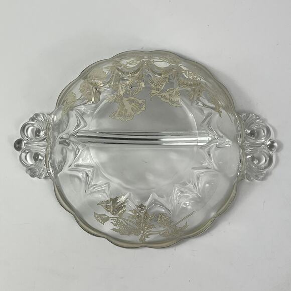 Crystal Silver Overlay Serving Dishes Set Cambridge Caprice Metallic Vintage 4PC - Picture 12 of 16